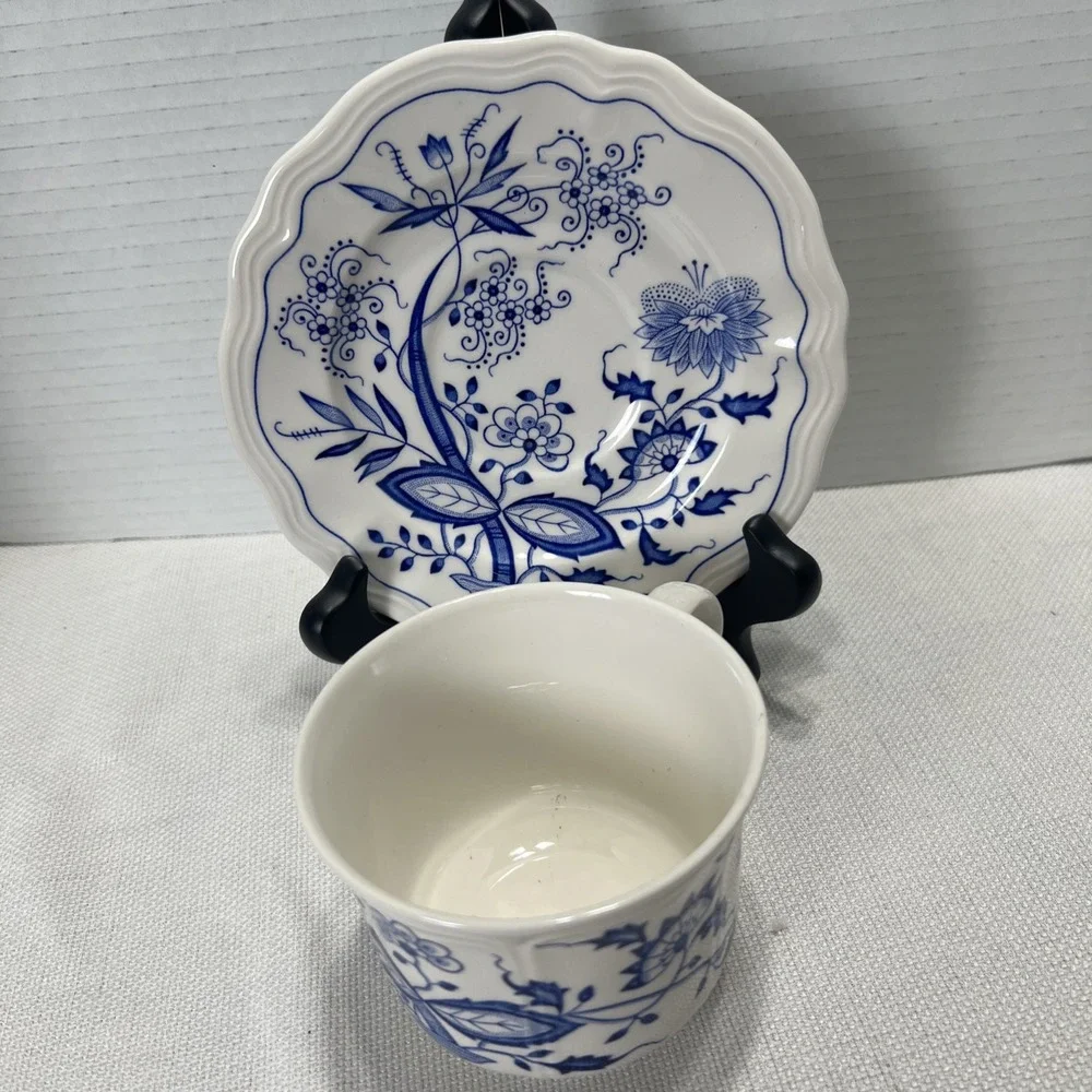 Vintage Oriental Onion Ironstone 4610 Blue Cup and Saucer
